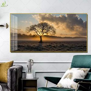 Pintura de Paisaje de Lujo, Arte Abstracto con Marco Metálico, Pintura en Porcelana de Cristal para Sala de Estar - Product Image 4