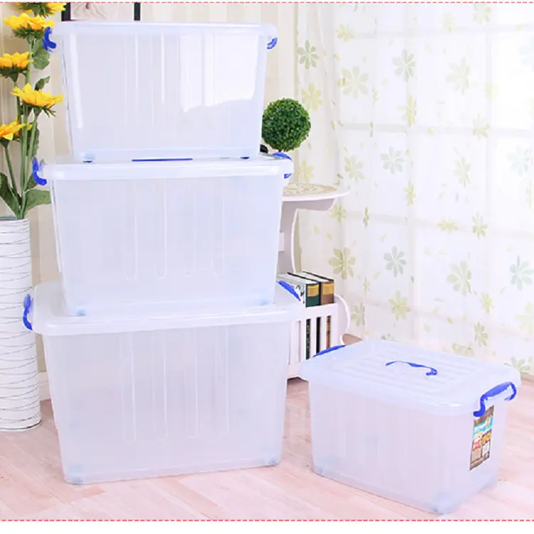 Nhà Máy Giá 60 gallon rõ ràng nhựa lưu trữ container 16 L hộp 5L 10L 35L 45L thả tổ chức thực phẩm quần áo trứng