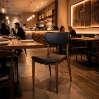 Chaise de salle à manger de qualité commerciale, en bois grainé noyer, avec structure métallique, élégante, en cuir PU massif, pour la maison, le bureau, l'hôtel