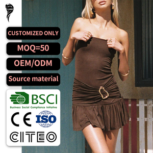 Vestido de Fiesta Sexy Personalizado OEM, Escote sin Tirantes, Cintura Ajustada, Mini Vestido, Vestido Ajustado de Algodón de Alta Calidad - Product Image 1