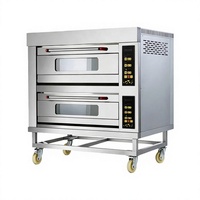Four électrique professionnel à double étage et quatre plateaux pour la cuisson, four multifonction adapté aux pizzerias
