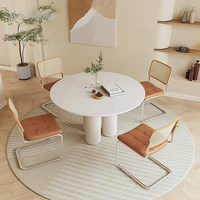 Table à manger en pierre frittée style crème, table ronde française, petite table à manger, combinaison de chaises simples et modernes