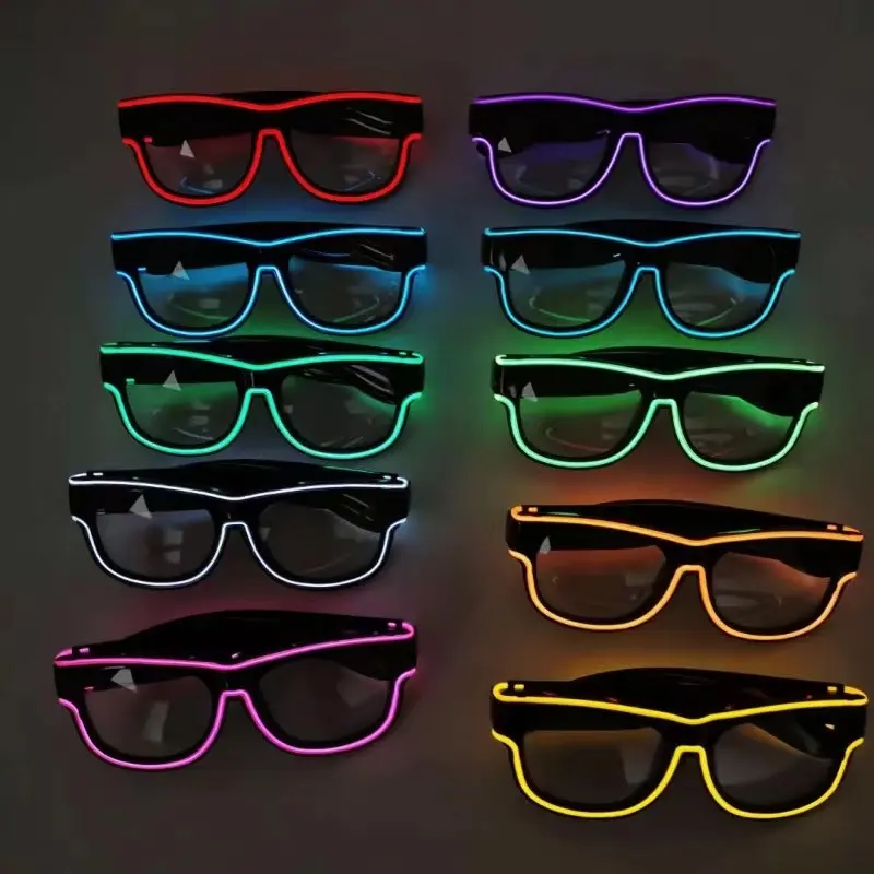 2024 New Arrival Novelty Custom Logo Flashing LED Light Up Sunglasses EL Wire Sunglasses