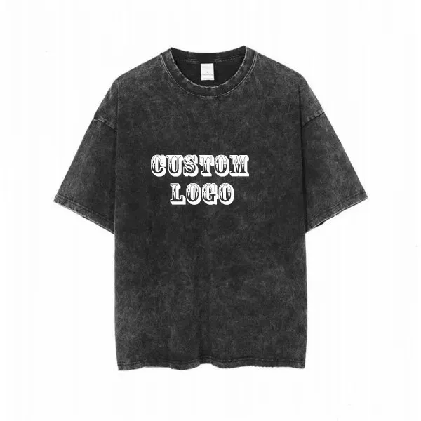 고품질 빈티지 티셔츠 남여 공용 산성 세척 특대 티셔츠 맞춤형 로고 인쇄 디자인 남성 T 셔츠