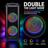 HANSUO HS-TD1010 Speaker Karaoke Lantai Ganda 10 Inch dengan Dua Mikrofon Nirkabel USB FM dan Tweeter Ganda