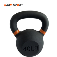 Kettlebell en Fonte Revêtue de Poudre de Haute Qualité, Personnalisable avec Logo, pour Musculation, Haltérophilie, 4-32 KG, avec Anneaux Colorés