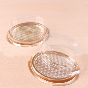 Bán buôn gloen hình bầu dục nhựa PET vàng + rõ ràng dùng một lần Bánh hộp cấp thực phẩm pho mát bánh container - Product Image 1