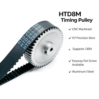 Poulie de distribution en aluminium HTD 8M 30T 36T 40T usinée CNC, alésage personnalisé pour l'automatisation industrielle, certification RoHS, personnalisation