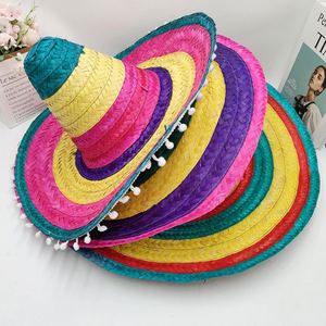 Chapeau en forme de bateau en bambou tressé avec boule moelleuse, chapeau coloré en forme de bateau pour Halloween - Product Image 5