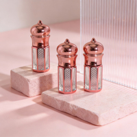 Flacon de luxe octogonal en verre or rose de 3 ml pour huile d'attar ou d'oud, avec bille roll-on pour huiles essentielles et parfums arabes