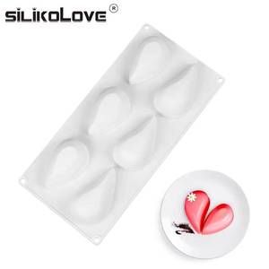 Cheap non-stick new 6-cavity water drop shape chiffon cake <b>silicone</b> mold - Product Image 1
