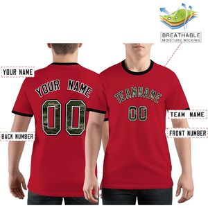 Camiseta Personalizada Unisex de Manga Corta con Cuello Redondo, Diseño de Camuflaje Rojo, Número, Nombre, Equipo Deportivo, Transpirable, de Poliéster - Product Image 3