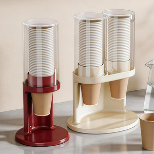 Disposable Cup Holder <b>Wall</b> Mounted Dustproof Storage Rack For Paper Cups <b>Round</b> Shape Landmark <b>Shelf</b> - Product Image 1