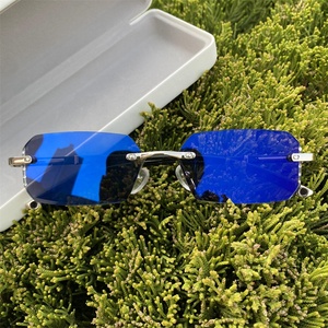 Lunettes Photochromiques Sans Monture pour <span class=keywords><strong>Femme</strong></span> UV400, Petit Rectangle Polygonal en Diamant TR90, Verres Anti-Lumière Bleue Optiques 2026 - Product Image 1