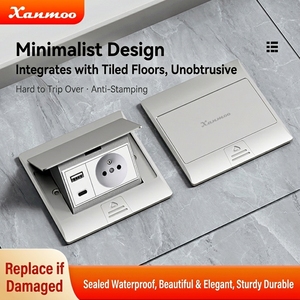 Enchufe de Piso Empotrado Ultrafino Impermeable con Amortiguación de Aleación de Aluminio Tipo 120, Estándar Europeo - Product Image 2