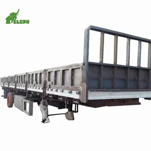 Personalizado 40-60Ton Flatbed Side Wall Box Bulk grão transporte semi reboque