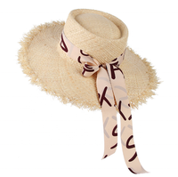 Chapeaux de paille en raphia pour femmes, tressés à la main, accessoire d'été à Large bord, pour la plage, personnalisés, vente en gros,