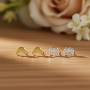 Orecchini a perno Tz Moon da 6 mm in acciaio inossidabile placcato oro per donna - Product Image 2