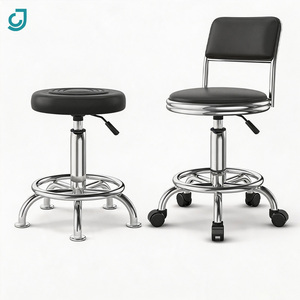 Tabouret de laboratoire réglable XYJ avec cadre en métal chromé, siège rond et repose-pieds pour laboratoire scolaire - Product Image 1
