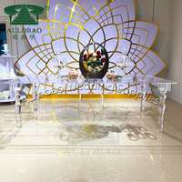 Ensemble de table à manger en acrylique moderne de luxe, modulaire, rectangulaire, avec pieds transparents, haut de gamme, pour mariage, événement, fête
