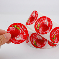 Étiquettes de bouteille d'entreprise d'emballage alimentaire personnalisées autocollants de boîte de magasin de fruits faits à la main avec des étiquettes de fraises sucrées