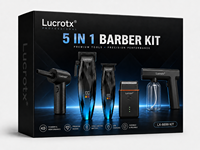 Kit de barbier professionnel tout-en-un Lucrotx 5 en 1 : tondeuse, coupe-cheveux, rasoir, vaporisateur et ventilateur turbo avec poignée