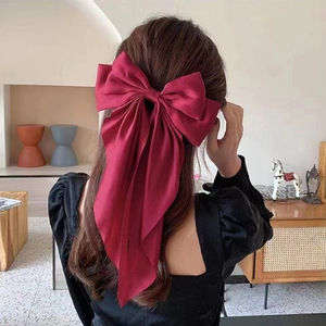Aksesoris Jepit Rambut Pita Kupu-kupu Besar Bahan Satin Sutra Panjang Model Super Star Gaya Korea - Product Image 2