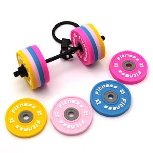 Offre Spéciale – Porte-clés en caoutchouc amovible haltère et barre de musculation, ensemble de pendentifs sportifs, accessoires créatifs pour cadeaux de fitness - Product Image 3