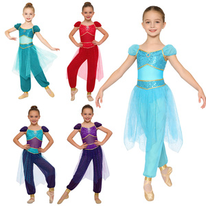 Traje de Danza del Vientre para Niñas de 6 a 16 Años, Estilo Princesa Árabe, Mono con Superposición, para Cosplay, Actuaciones, Fiestas, Competencias de Danza Latina y de Salón - Product Image 1