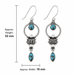 Orecchini vintage in stile etnico blu verde, gioielli di moda da donna - Product Image 2