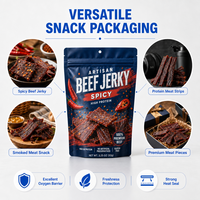 Sachet Doypack en Feuille Haute Barrière, Résistant aux Perforations, Anti-Graisse, Refermable avec Fermeture Éclair pour Emballage de Biltong et Viande Séchée