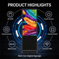Señalización Digital Comercial de Pie con Pantalla LCD 4K de 32-65-85-98 Pulgadas con Sistema Operativo Android y Windows para Publicidad en Comercios