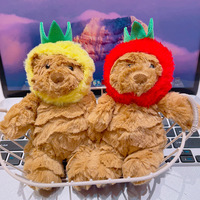 En gros, porte-clés en peluche ours en peluche Kawaii doux de 12 cm avec chapeau à motif fruit, assortiment, pour breloque de sac et cadeau