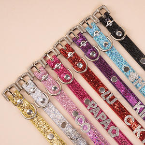 <span class=keywords><strong>Collar</strong></span> para mascotas de cuero PU personalizado de tamaño pequeño con Ins Wind Color Patrón de animal sólido Cintas Luces y lentejuelas Características de metal - Product Image 4