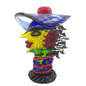 Sculpture <span class=keywords><strong>en</strong></span> <span class=keywords><strong>verre</strong></span> d'art de <span class=keywords><strong>Murano</strong></span> faite à la main Technique soufflée unique femmes portant des chapeaux Figurine de noël <span class=keywords><strong>boule</strong></span> de décoration de la maison colorée - Product Image 3