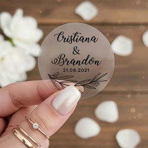 Pegatinas de Vinilo Personalizadas, Etiquetas Modernas con Monograma para Bodas, Adhesivos Transparentes Resistentes al Agua y al Aceite para Vasos - Product Image 1