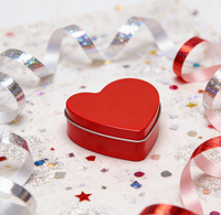 Boîte en étain en forme de cœur pour la Saint-Valentin avec impression offset pour bonbons, chocolat, sucre, chewing-gum et stockage de nouilles