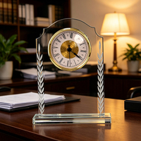 Horloge de bureau en cristal haut de gamme, souvenirs d'école, d'affaires ou de retraite, ornements gravés au laser personnalisés