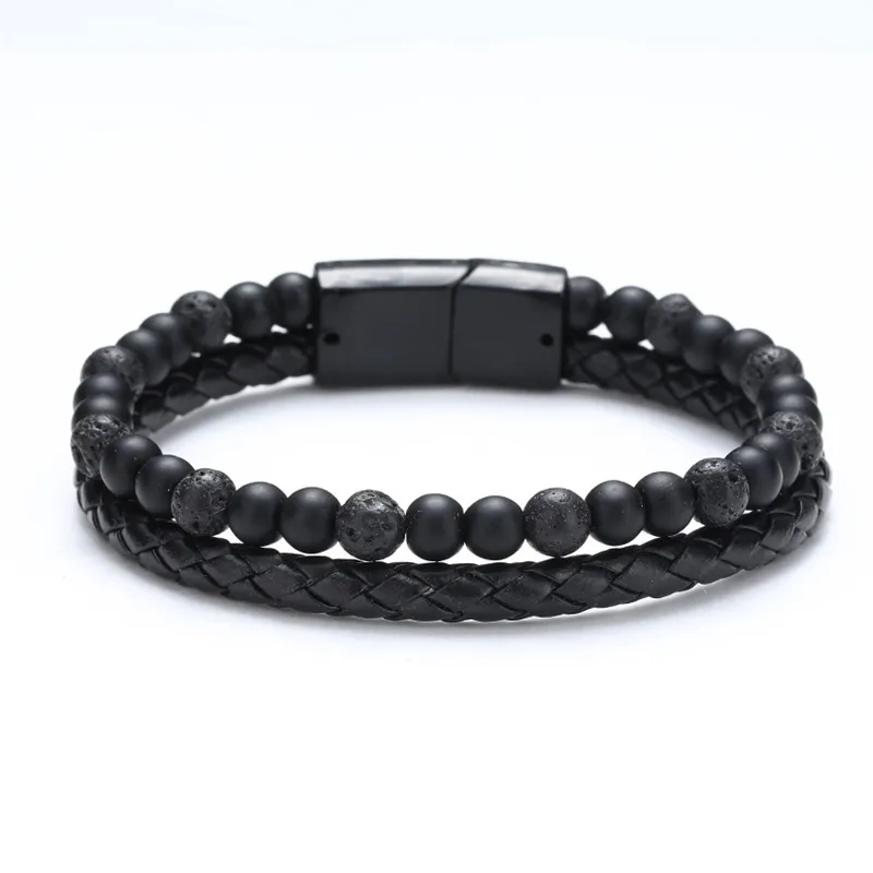 Lava Rock Beaded High Quality Pakistan Leather Cuff Bracelets