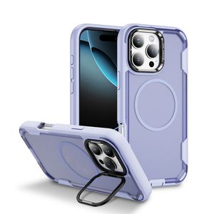 3 en 1 Rugged <span class=keywords><strong>Amour</strong></span> Hide Metal Lens Stand <span class=keywords><strong>Fine</strong></span> Circle Magnetic Phone Case para iPhone 17 Pro Max 12 13 14 15 16 Plus Air - Product Image 4