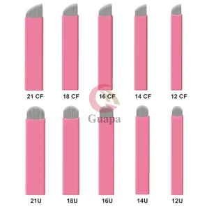 Kunden spezifische rosa Microblading-Klingen Micro blades 0,15mm Nano-Nadeln Haarst riche Microb lading Slant Blade