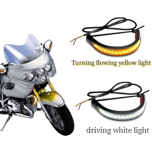 12V LEDストリップ バイク用LEDライト ブレーキ信号インジケーターストリップ ホワイト+イエロー ウインカーライト フローバー - Product Image 2