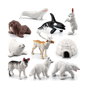 Enfants réalistes Mini figurines d'animaux jouets solide PVC arctique hiver Igloo chien baleines phoques renard morse renne animaux à vendre - Product Image 3