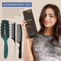 Ensembles de soins capillaires de luxe cadeau six griffes brosse massage démêlant queue de rat peigne coupe de cheveux peigne ensemble avec boîte en papier artisanal