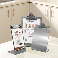 Support de menu en métal personnalisé, porte-affiche de table en acier inoxydable, porte-numéro de table, support de carte de table