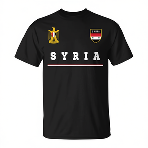 Camiseta de Fútbol de Siria Negra para Adultos Unisex, Cuello Redondo, Manga Corta, Impresión Serigráfica, Ropa Deportiva - Product Image 2