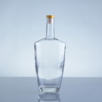 Bouteilles de verre à liqueur personnalisées, vides, de luxe, 750 ml, transparentes, pour spiritueux, vodka, vin blanc, whisky, bouteille de liqueur en verre unique