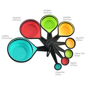 Juego de cucharas medidoras de silicona plegables y coloridas, juego de cuatro cucharas medidoras de silicona para repostería, 4 piezas para cocina - Product Image 6