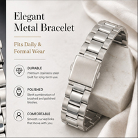 Bracelet de montre en acier inoxydable 316L de qualité supérieure, bracelet de remplacement en métal argenté, fermoir à double verrouillage