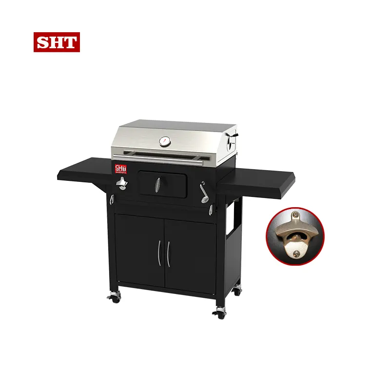 Large Trolley Outdoor Portable Bbq Charcoal Grill Barbecue for Garden Dinner Party